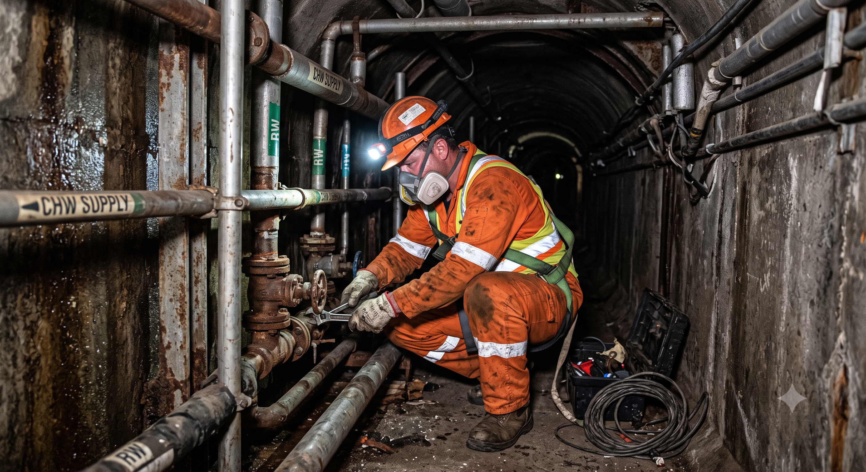Homme travaillant en milieu confiné